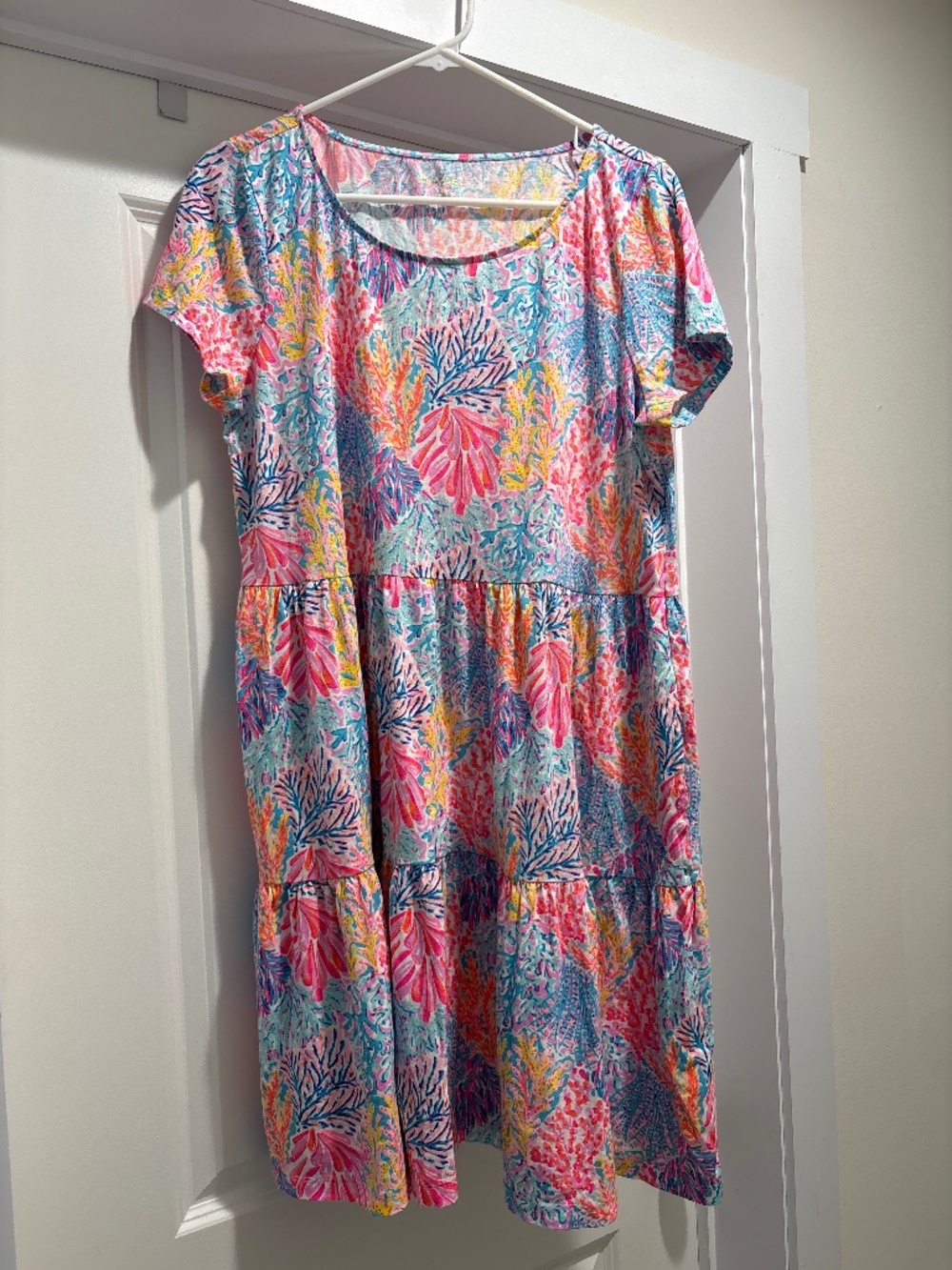 LILLY PULITZER Geanna Swing Dress Multi Splashdance Tier Ruffle Tee TShirt Dress